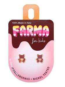 Farma Bijoux Υποαλλεργικά Παιδικά Σκουλαρίκια Αρκουδάκια Ροζ-Χρυσό 9mm 1 ζευγάρι