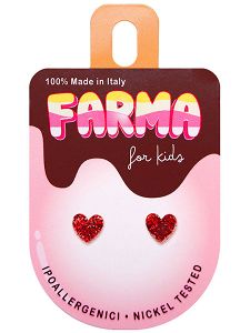 Farma Bijoux Υποαλλεργικά Παιδικά Σκουλαρίκια Κόκκινες Καρδιές 7.5mm 1 ζευγάρι