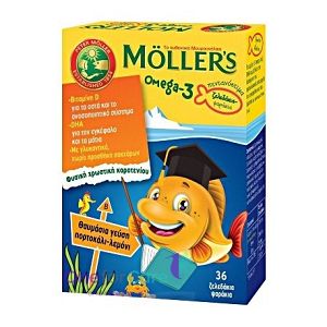 Moller's Ζελεδάκια Ω3 για Παιδιά με γεύση Πορτοκάλι-Λεμόνι, 36 Ζελεδάκια
