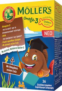 MOLLER'S Ζελεδάκια Ω3 για Παιδιά με Γεύση Cola, 36 Ζελεδάκια