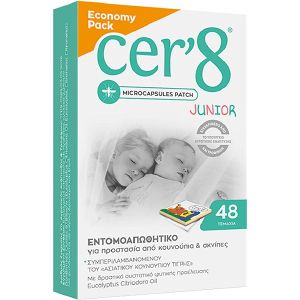 Vican Cer'8 Junior Εντομοαπωθητικά Αυτοκόλλητα Κατάλληλα για Παιδιά 48τμχ