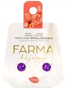 Farma Bijoux Υποαλλεργικά Σκουλαρίκια Κρύσταλλα Μωβ 6mm