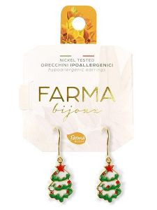 Farma Bijoux Υποαλλεργικά Σκουλαρίκια Κρεμαστό Χριστουγεννιάτικο Δέντρο 25mm
