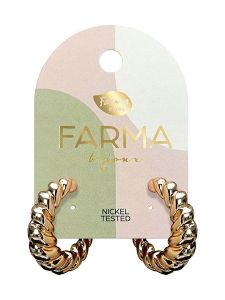 Farma Bijoux Υποαλλεργικά Σκουλαρίκια Κρίκοι Χρυσοί Ανάγλυφοι 27mm