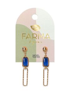 Farma Bijoux Υποαλλεργικά Σκουλαρίκια Κρεμαστός Μπλε Χαλαζίας 45mm