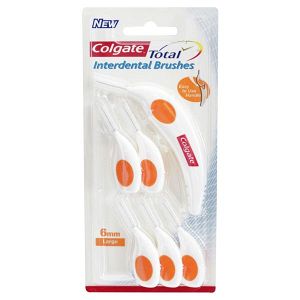Colgate Total 6mm Μεσοδόντια Βουρτσάκια με Λαβή Large Πορτοκαλί 6τμχ