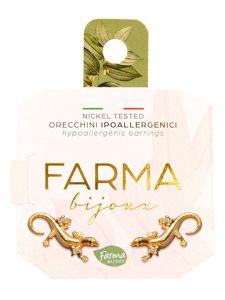 Farma Bijoux Υποαλλεργικά Σκουλαρίκια Χρυσό Ερπετό με Κρύσταλλα