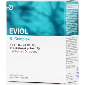 Eviol B-Complex Συμπλήρωμα Συμπλέγματος Βιταμίνης B για τη Φυσιολογική Λειτουργία του Νευρικού Συστήματος, 60 caps