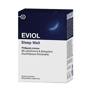 Eviol Sleep Well Φόρμουλα με Βαλεριάνα & Μελατονίνη για την Αντιμετώπιση της Αϋπνίας, 30 caps