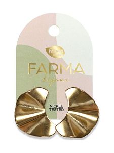 Farma Bijoux Υποαλλεργικά Σκουλαρίκια Βεντάλια Χρυσά 23x13mm