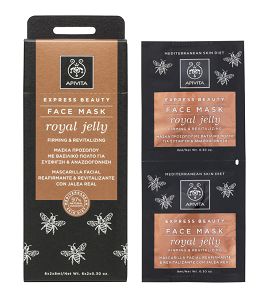 Apivita Express Beauty Face Mask Royal Jelly, Μάσκα Προσώπου Βασιλικός Πολτός για Σύσφιξη & Αναζωογόνηση 8ml + 8ml