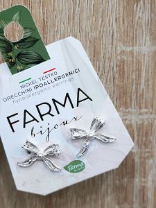 Farma Bijoux Υποαλλεγικά Σκουλαρίκια Ασημί Φιόγκος 15mm