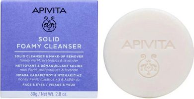 Apivita Solid Foamy Μπάρα Σαπουνιού Καθαρισμού Προσώπου & Ματιών 80gr