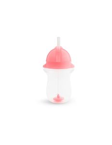 MUNCHKIN Tip & Sip Straw Cup Tall , Ποτήρι με Καλαμάκι & Βαρίδι που δε Χύνεται, Ροζ - 296ml