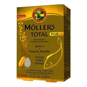 Moller's Total Plus Ολοκληρωμένο Συμπλήρωμα Διατροφής με 28caps Ω3 + 28tabs Βιταμίνες & Μέταλλα