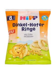 Hipp Δαχτυλίδια με Όλυρα & Βρώμη Χωρίς Ζάχαρη 30gr για 8+ μηνών