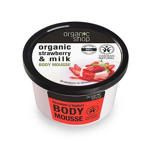 Organic Shop Strawberry Yoghurt Body Mousse, Βιολογική φράουλα & γάλα , Body Mousse, 250ml