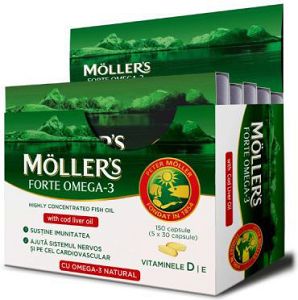 Mollers Forte Omega-3 Μουρουνέλαιο Μίγμα Ιχθυελαίου & Μουρουνέλαιου Πλούσιο Σε Ω3 Λιπαρά Οξέα 150 Κάψουλες