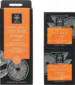 Apivita Express Beauty Face Mask Orange, Μάσκα Προσώπου Πορτοκάλι Για Λάμψη & Αναζωογόνηση 8 ml + 8 ml
