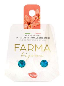Farma Bijoux Υποαλλεγικά Σκουλαρίκια Κρύσταλλα Θαλασσί 6.3mm