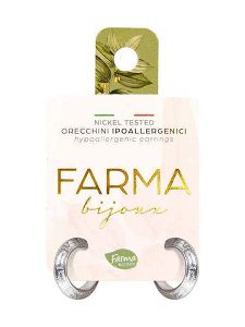 Farma Bijoux Υποαλλεργικά Σκουλαρίκια Κρίκοι Ασημί Ανάγλυφοι 12mm