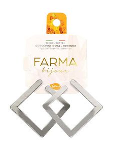Farma Bijoux Υποαλλεργικά Σκουλαρίκια Κρίκοι Ασημί Τετράγωνοι 40mm