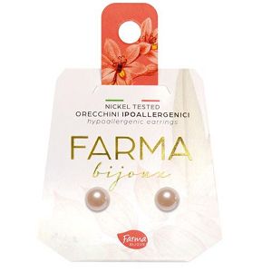 Farma Bijoux Υποαλλεργικά Σκουλαρίκια Πέρλες Κρεμ Ρόζ 6,0mm 1τμχ