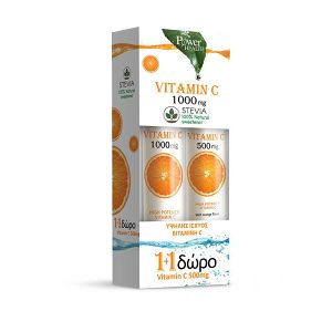 Power Health Vitamin C 1000mg 24s Stevia + Δώρο Vitamin C 500mg 20s