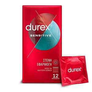 Durex Προφυλακτικά Λεπτά Sensitive , Στενή εφαρμογή 12 τεμάχια