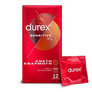 Durex Προφυλακτικά Λεπτά Sensitive XL, Άνετη εφαρμοργή 12 τεμάχια