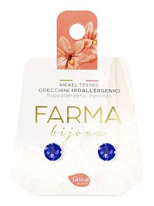 Farma Bijoux Υποαλλεγικά Σκουλαρίκια Κρύσταλλα Μπλε 6.3mm