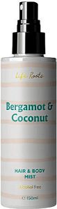 Life Roots Bergamot & Coconut Hair & Body Mist Ελαφρύ Αρωματικό Μαλλιά & Σώμα 150ml