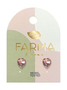 Farma Bijoux Σκουλαρίκια Επιχρυσωμένα με Πέτρες Ροζ