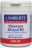 Lamberts Vitamins D3 & K2 Βιταμίνη για Ενίσχυση του Ανοσοποιητικού & την Υγεία των Οστών 2000iu 90mcg 90 κάψουλες